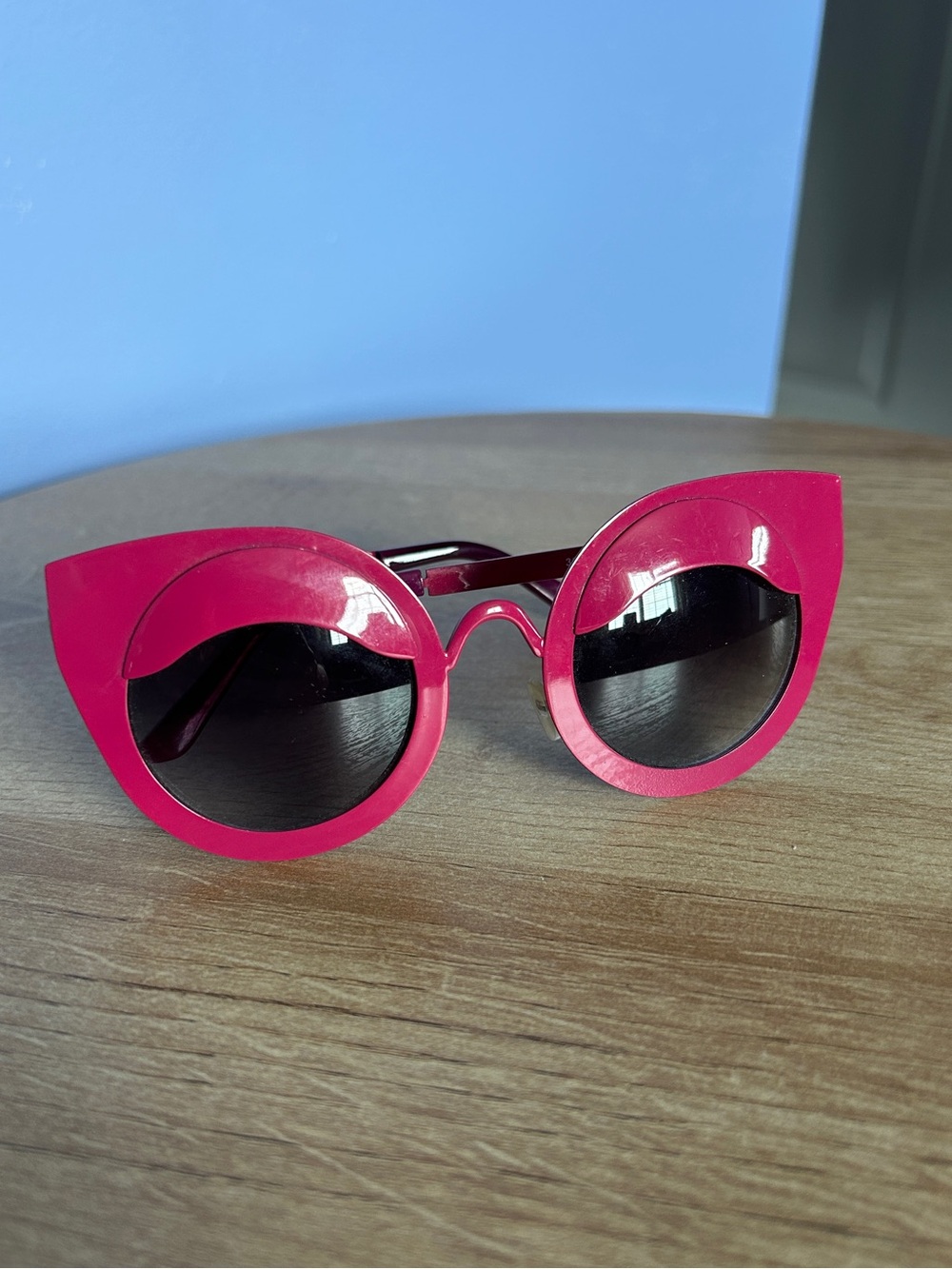 Bold Pink Cat-Eye Metal Frame Sunglasses